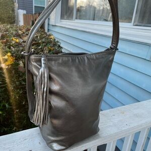 Hobo The Original Pebbled  Metallic Silver Convertible Backpack And Shoulder Bag